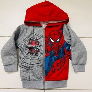 Spider-Man Kids Red Gray Fleece Hoodie Jacket Size 3T - NWT